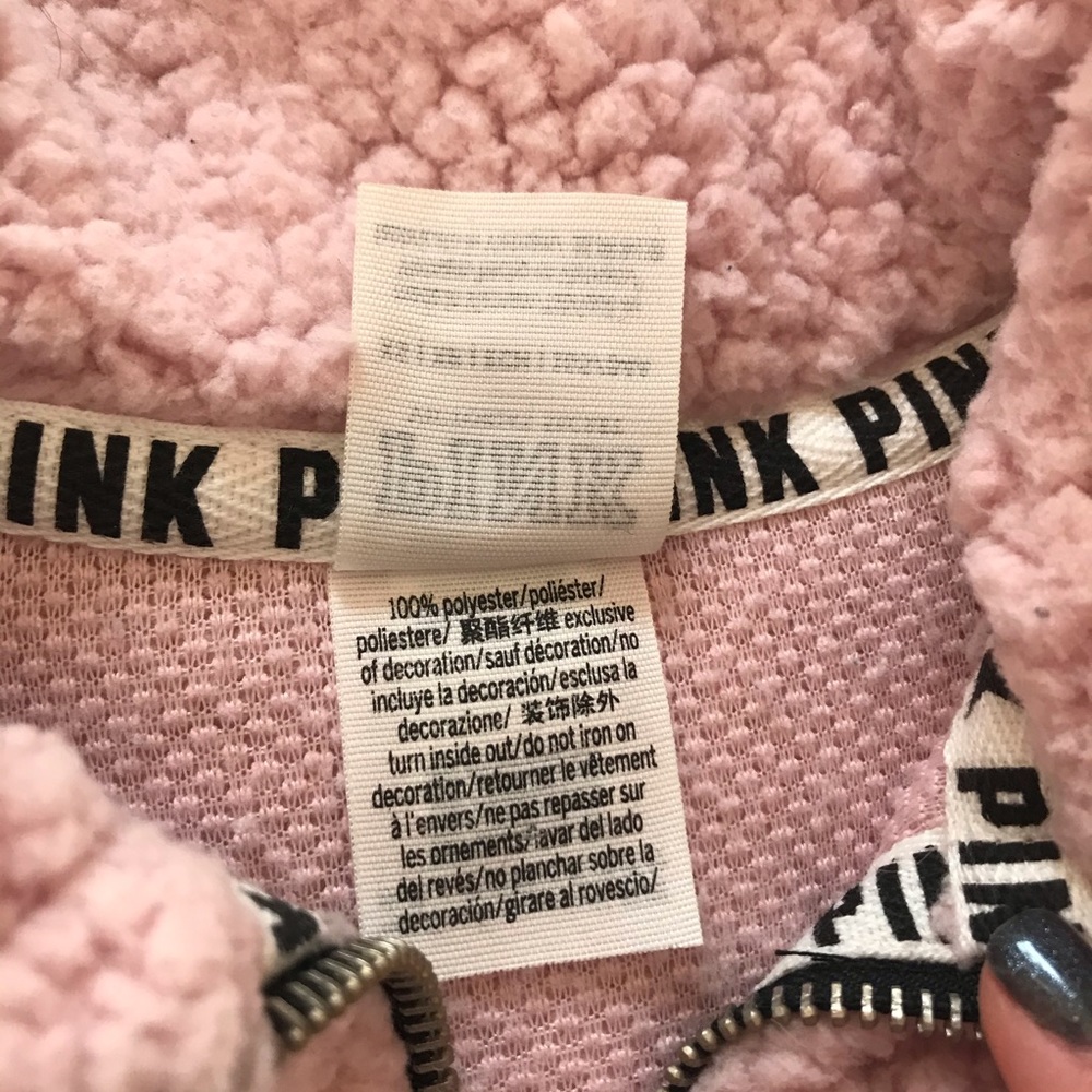 PINK by VS quarter zip sherpa jacket w/ pockets - Picture 5 of 8